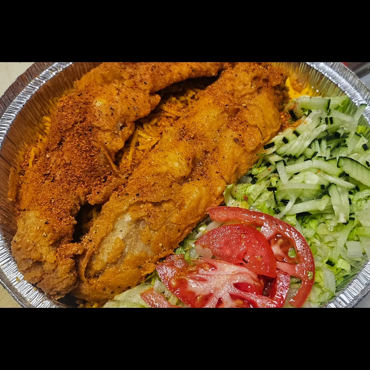 Catfish Over Salad