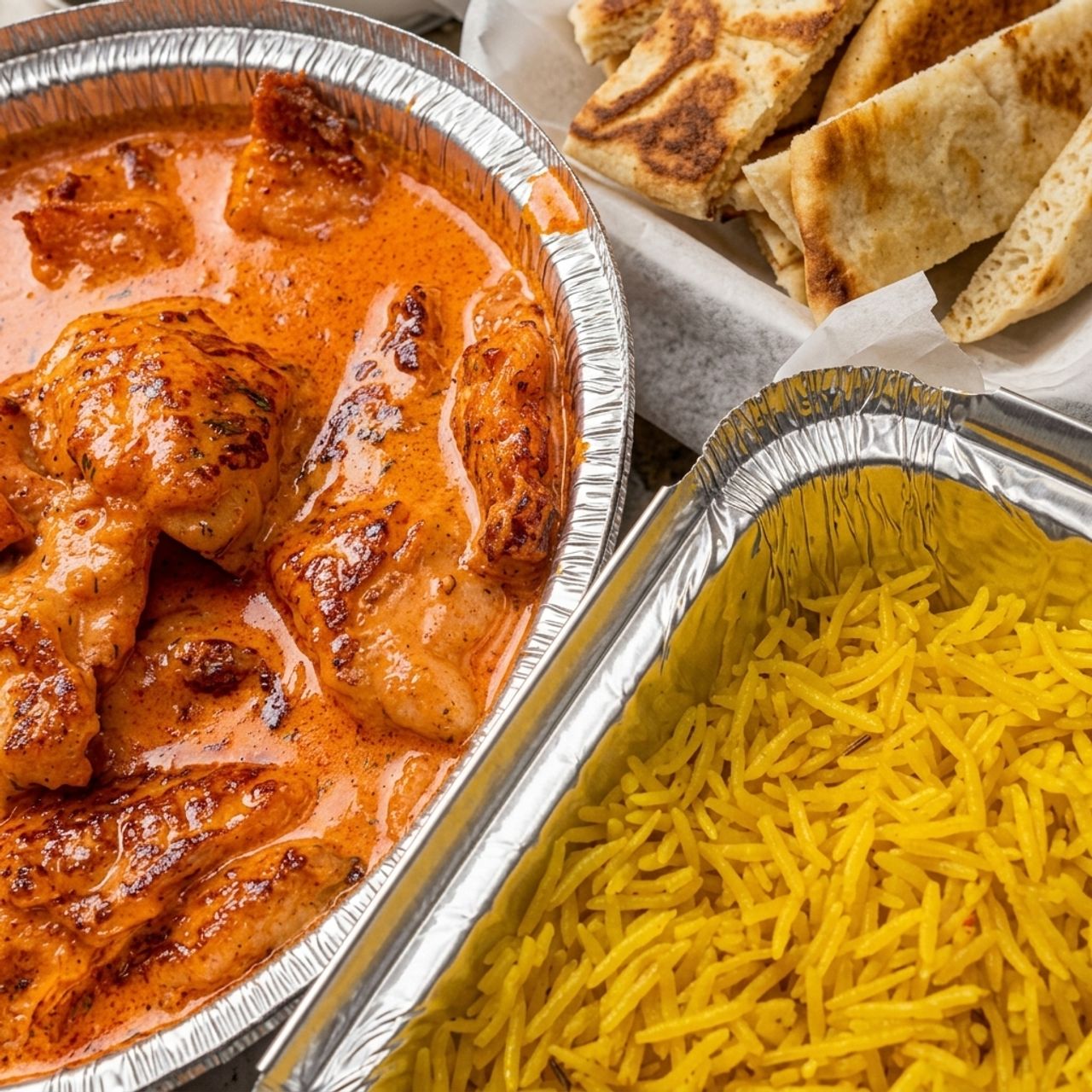 Buttered Shrimp with Seasoned Yellow Rice & Pita